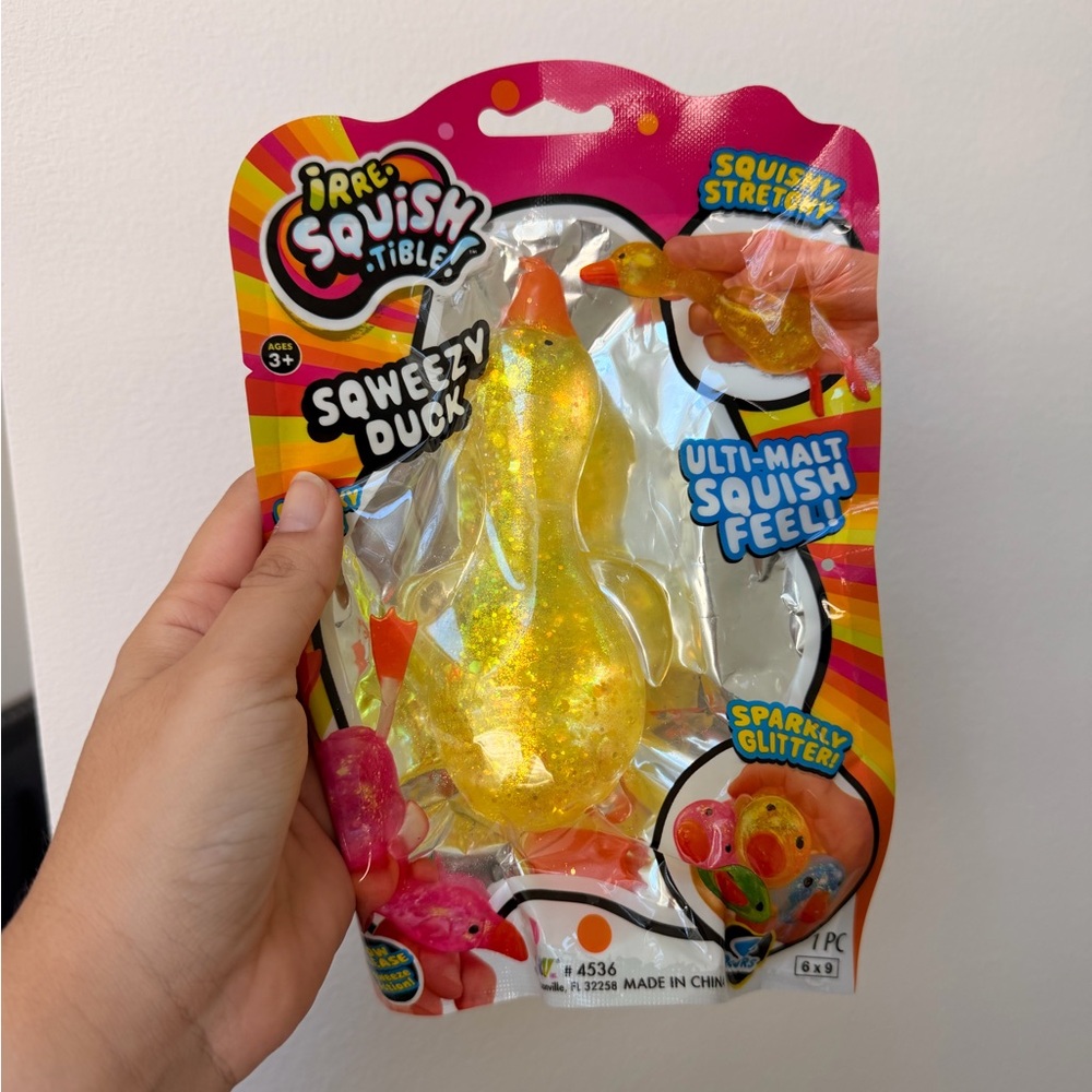 NEW Squeezy Duck Squishy Toy with Glitter